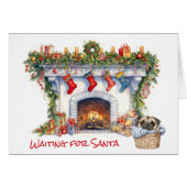 Mops-Weihnachtskind wartet auf den Weihnachtsmann (Vorderseite (Horizontal))