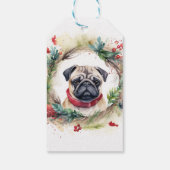 Mops-Weihnachtskranz Festlicher Hund Geschenkanhänger (Rückseite)