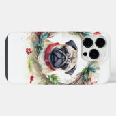 Mops-Weihnachtskranz Festlicher Hund iPhone Hülle (Rückseite (Horizontal))