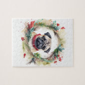 Mops-Weihnachtskranz Festlicher Hund Puzzle (Horizontal)