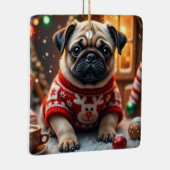 Mops-Weihnachtskunst Keramikornament (Rechts)