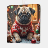 Mops-Weihnachtskunst Keramikornament (Links)