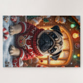 Mops-Weihnachtskunst Puzzle (Horizontal)