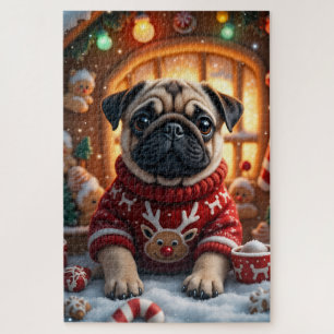 Mops-Weihnachtskunst Puzzle