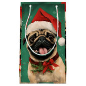 Mops Weihnachtsmalerei Kleine Geschenktüte (Vorderseite)