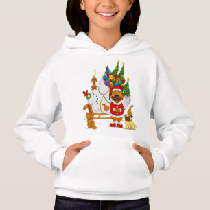 Mops Weihnachtsmann Weihnachtsschlitten Hoodie