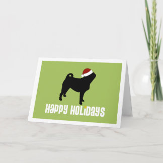 Mops Weihnachtsmannmütze Feiertagskarte