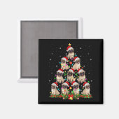 Mops Weihnachtsmannmütze Weihnachtsbaum Lichter We Magnet (Vorderseite/Rückseite)
