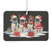Mops Weihnachtsmannmütze will Weihnachtsbeleuchtun Autolufterfrischer (Rückseite)