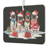 Mops Weihnachtsmannmütze will Weihnachtsbeleuchtun Autolufterfrischer (Links)