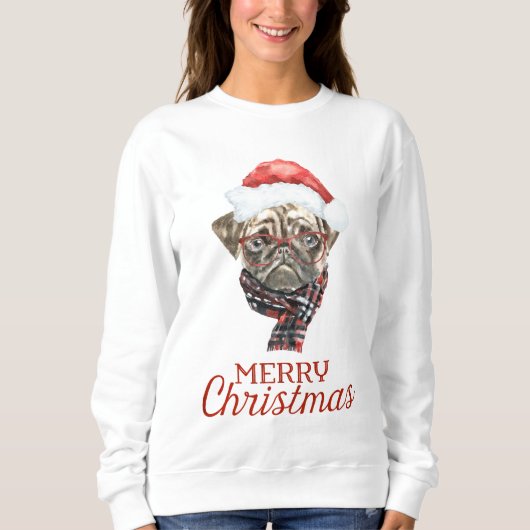 Mops-Weihnachtspullover Sweatshirt (Vorderseite)