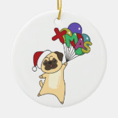 Mops Weihnachtsschnee Wintertiere Hunde Erwachsene Keramik Ornament (Vorne)