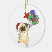Mops Weihnachtsschnee Wintertiere Hunde Erwachsene Keramik Ornament (Links)