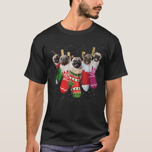 Mops Weihnachtssocken T - Shirt Weihnachten Weihna (Vorderseite)