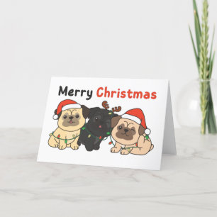 Mops Weihnachtstiere Niedlich Hunde Frohe Weihnach Feiertagskarte