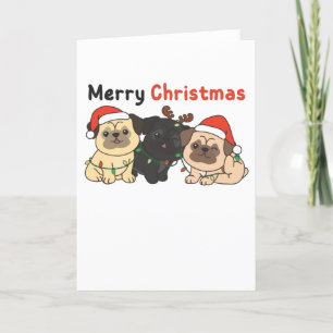 Mops Weihnachtstiere Niedlich Hunde Frohe Weihnach Feiertagskarte