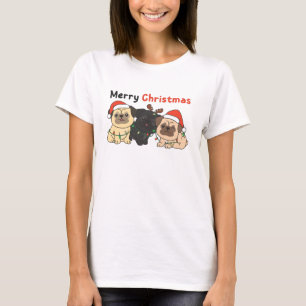 Mops Weihnachtstiere Niedlich Hunde Frohe Weihnach T-Shirt