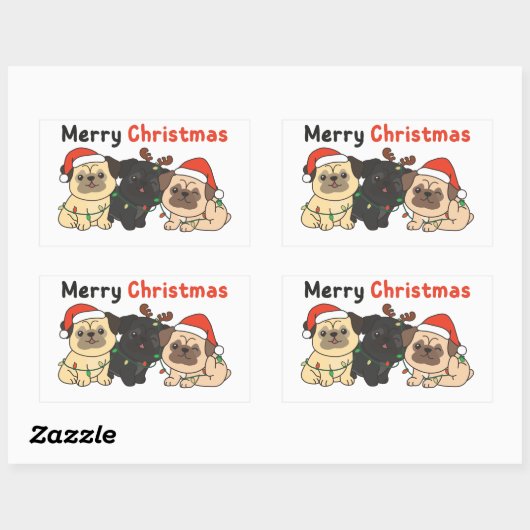 Mops Weihnachtstiere Niedlich Hunde Merry Sticker (Blatt)