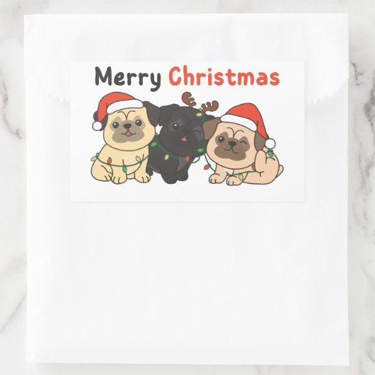 Mops Weihnachtstiere Niedlich Hunde Merry Sticker (Tasche)