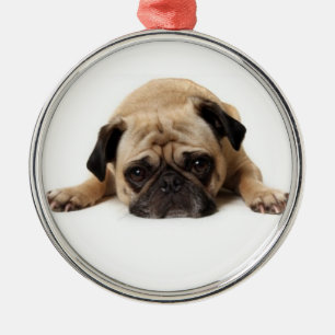 Mops-Weihnachtsverzierung 2 Ornament Aus Metall