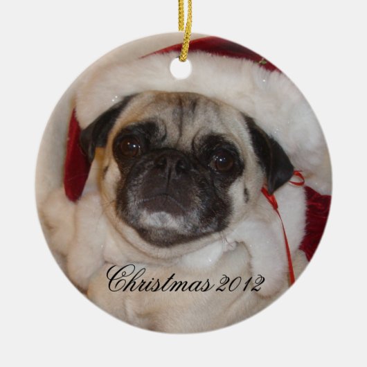 Mops-Weihnachtsverzierung Keramik Ornament (Vorne)