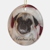 Mops-Weihnachtsverzierung Keramik Ornament (Links)