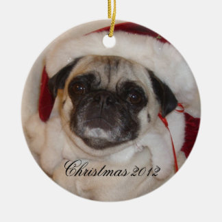 Mops-Weihnachtsverzierung Keramikornament