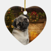 Mops-Weihnachtsverzierung Keramikornament (Hinten)