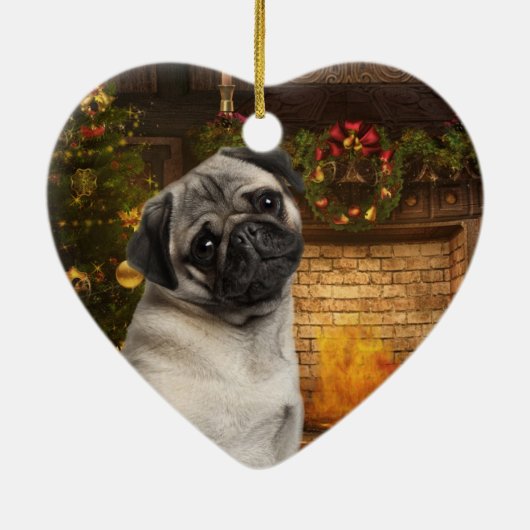 Mops-Weihnachtsverzierung Keramikornament (Hinten)