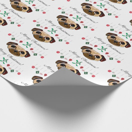 Mops Weihnachtswackelpapier Geschenkpapier (Ecke)