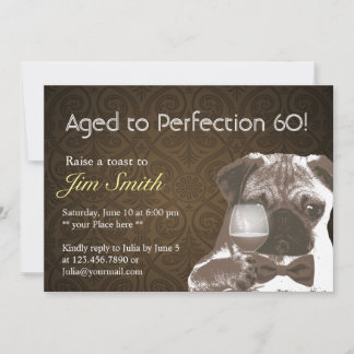Mops & Wein Perfection 60 Geburtstagsparty Einladu Einladung