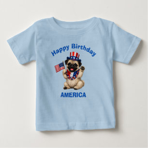 Mops Welpe (2g) Patriotik Kinder T-Shirt