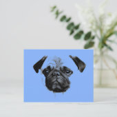 Mops Welpe Babyblau Postkarte (Stehend Vorderseite)