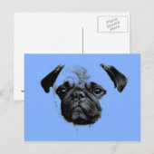 Mops Welpe Babyblau Postkarte (Vorne/Hinten)