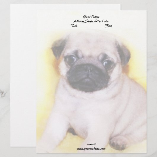 Mops-Welpe Briefbogen (Vorne/Hinten)