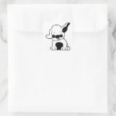 Mops Welpe Cartoon Quadratischer Aufkleber (Tasche)