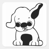 Mops Welpe Cartoon Quadratischer Aufkleber (Vorderseite)
