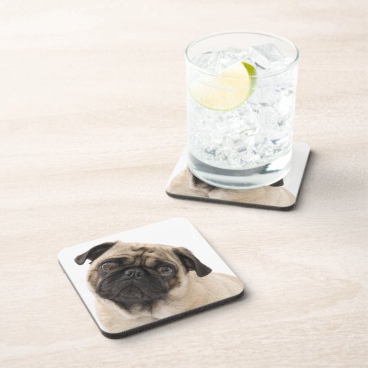 Mops Welpe Dog Cocktail Drink Untersetzer Set (Rechte Seite)