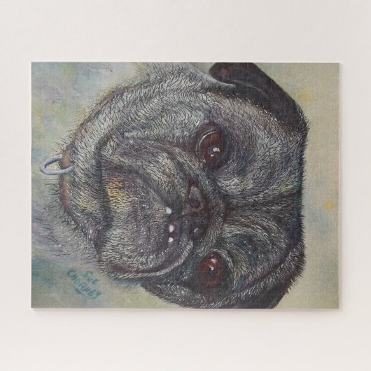 Mops-Welpe für ernsthaften Spaß Puzzle (Horizontal)