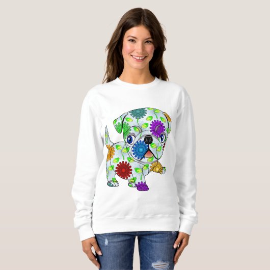 Mops-Welpe - gefärbt Sweatshirt (Vorne ganz)