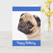Mops Welpe Happy Birthday Card - Verse drinnen Karte (Gelbe Blume)