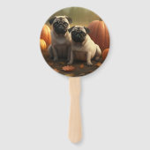 Mops Welpe Herbst Kürbis Fächer (Rückseite)