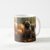 Mops Welpe Herbst Kürbis Kaffeetasse (VorderseiteRechts)