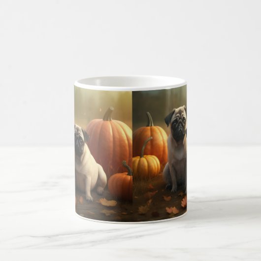 Mops Welpe Herbst Kürbis Kaffeetasse (Mittel)