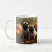 Mops Welpe Herbst Kürbis Kaffeetasse (Links)