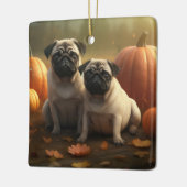 Mops Welpe Herbst Kürbis Keramikornament (Links)