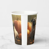 Mops Welpe Herbst Kürbis Pappbecher (Links)