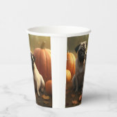 Mops Welpe Herbst Kürbis Pappbecher (Rechts)