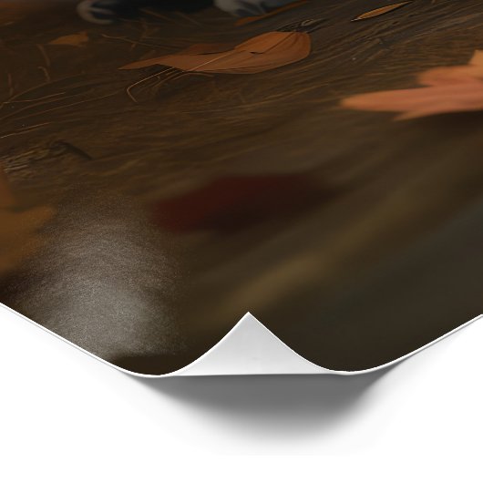 Mops Welpe Herbst Kürbis Poster (Ecke)