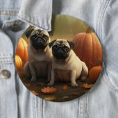 Mops Welpe Herbstfreude Kürbis Button (Beispiel)